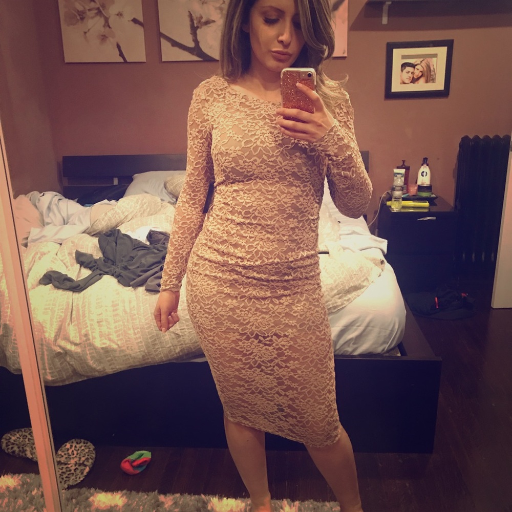 Nude Lacy midi dress